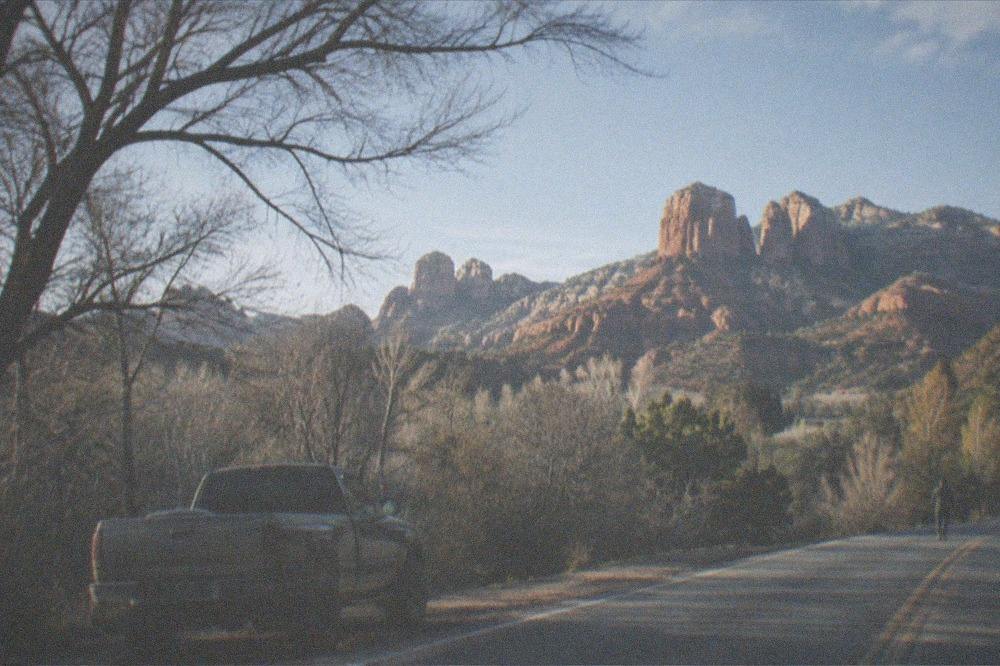 Red rock formations near Sedona seen across the Verde Valley